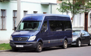 Sleek blue Mercedes-Benz parked on street